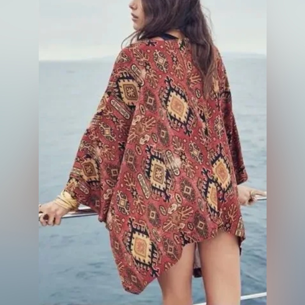 Chaser Red and Gold Patterned Swim Cover-Up